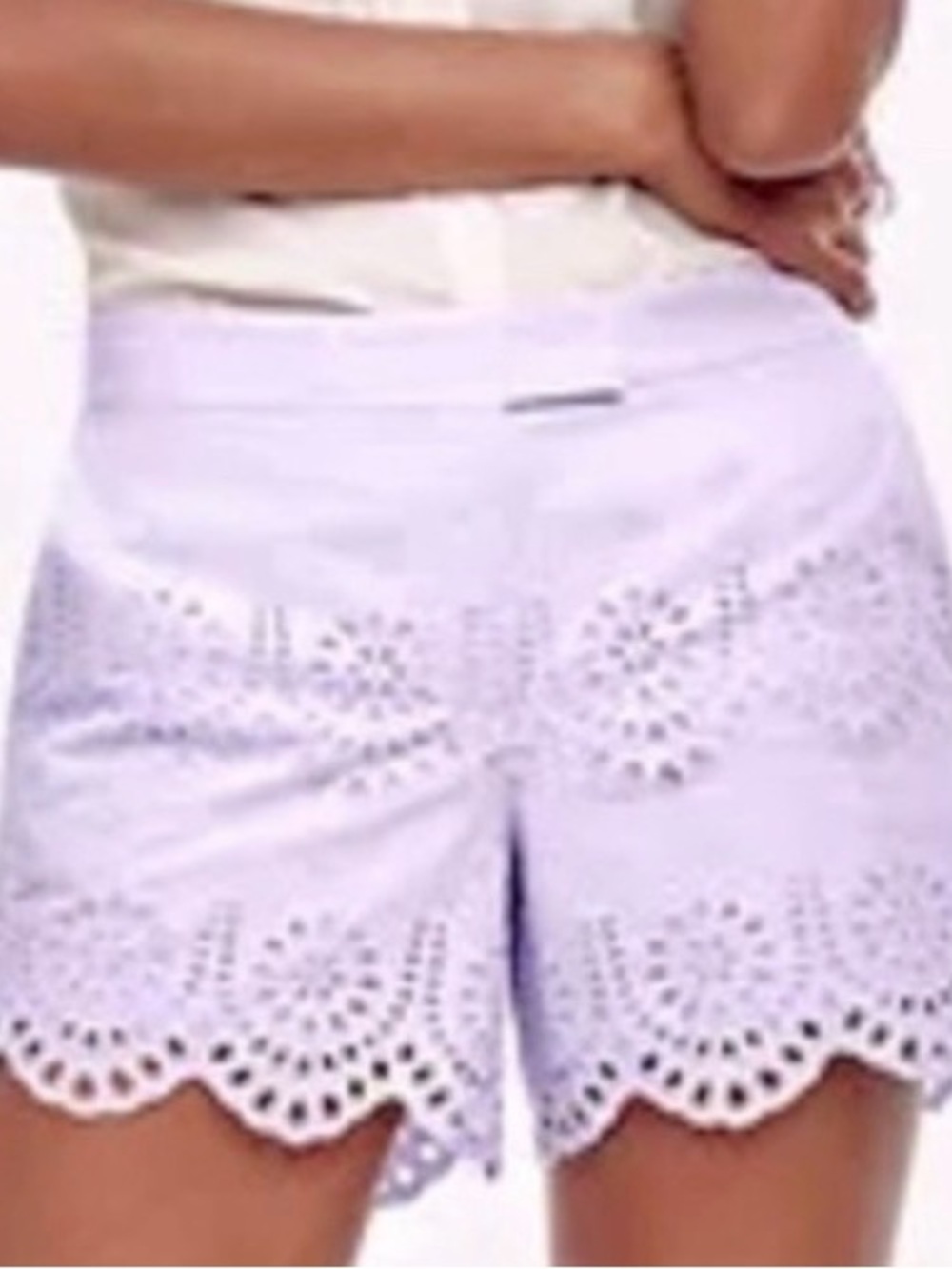 Ann Taylor Lilac Eyelet Scalloped Hem Shorts